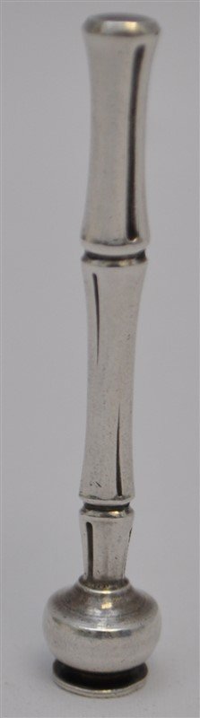 TIFFANY STERLING SILVER MID CENTURY PHONE DIALER: Tiffany And Co. Solid Sterling Silver Bamboo Rotary Phone Dialer c. 1955. Mid Century sterling silver phone dialer in form of a bamboo stem with roundish finial. Made by Tiffany & Co., c. 1950-1960. N