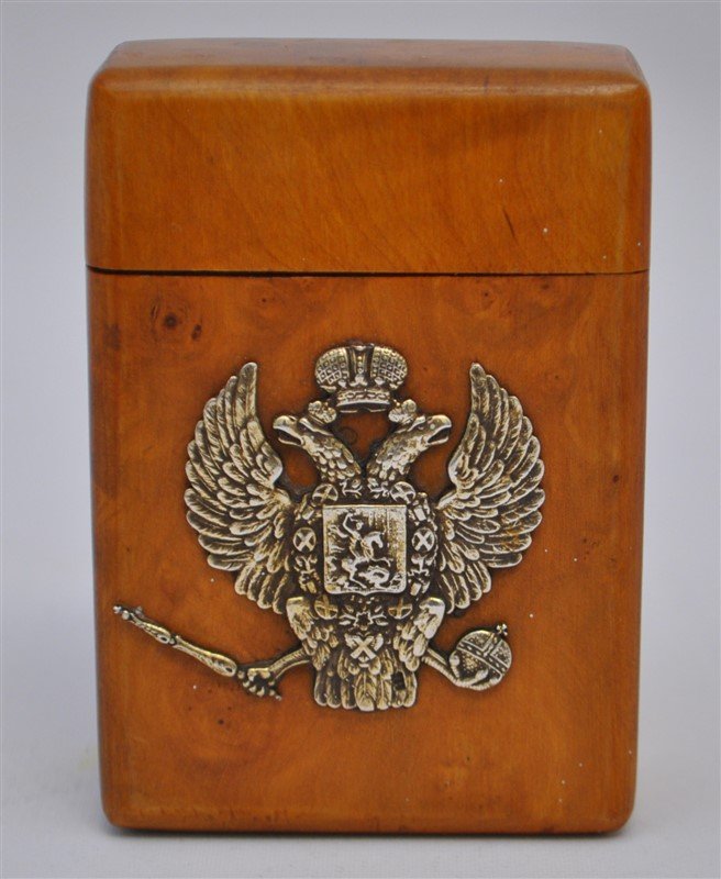 STERLING ROMANOV CREST KARELIAN CIGARETTE BOX / CASE (1 of 6)