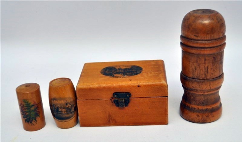 4 pc MAUCHLINE WARE & TURNED WOOD SEWING ITEMS (1 of 6)