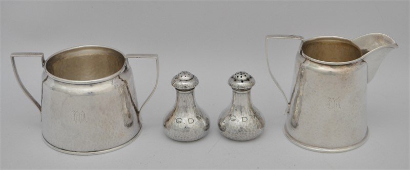 4 PIECE STERLING SILVER HAMMERED ARTS & CRAFTS (1 of 10)