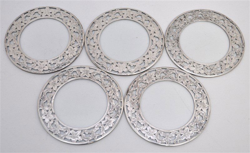 5 STERLING SILVER & GLASS LILY COASTERS (1 of 6)
