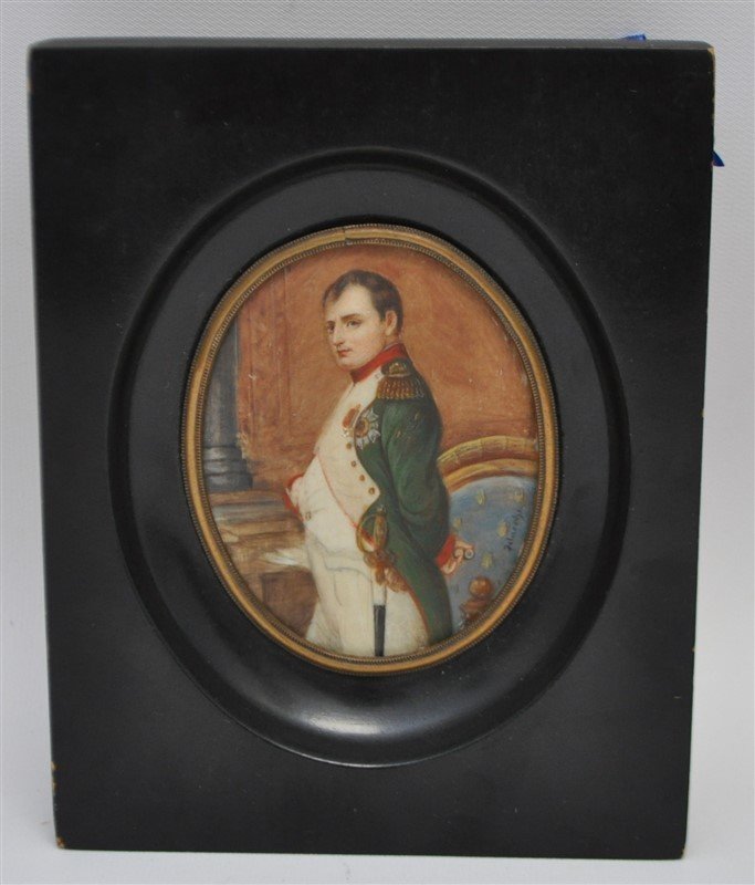FRAMED FRENCH OIL MINIATURE NAPOLEON (1 of 7)