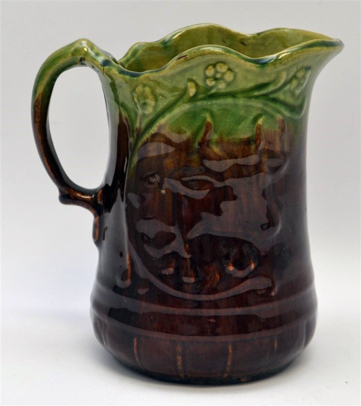 MAJOLICA MILK PITCHER COW & FLOWERS (1 of 7)