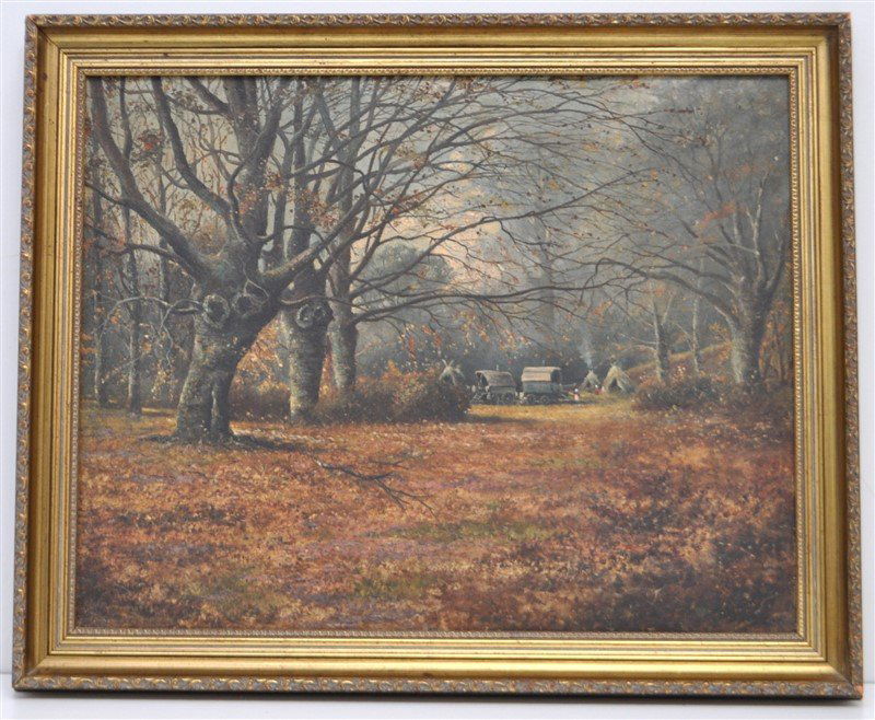 ENGLISH 19TH C. GYPSY ENCAMPMENT OIL (1 of 9)