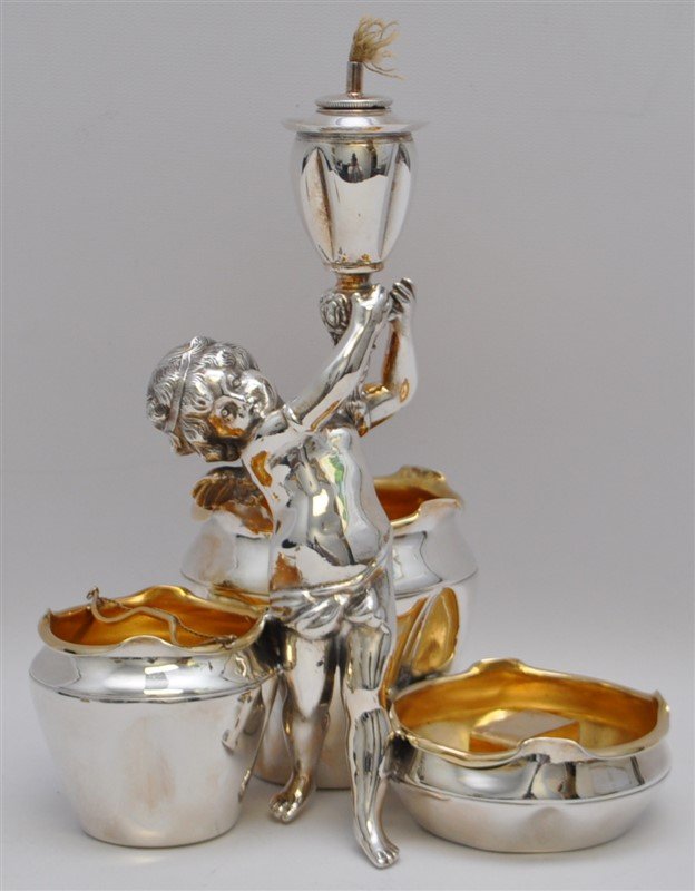 ANTIQUE E.G. WEBSTER CHERUB CIGAR LIGHTER SMOKERS STAND (1 of 8)