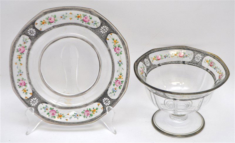 STERLING OVERLAY ENAMELED GLASS MAYO (1 of 5)