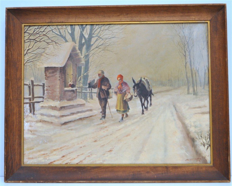 ELDERLY COUPLE IN THE SNOW OIL - SAVANCO (1 of 10)