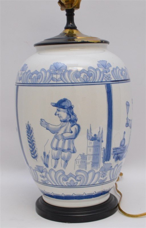 BLUE & WHITE PORCELAIN LAMP - DELFT STYLE (1 of 7)