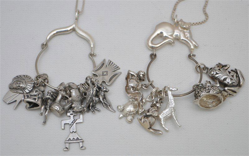2 LOADED STERLING SILVER CHARM NECKLACES (1 of 3)
