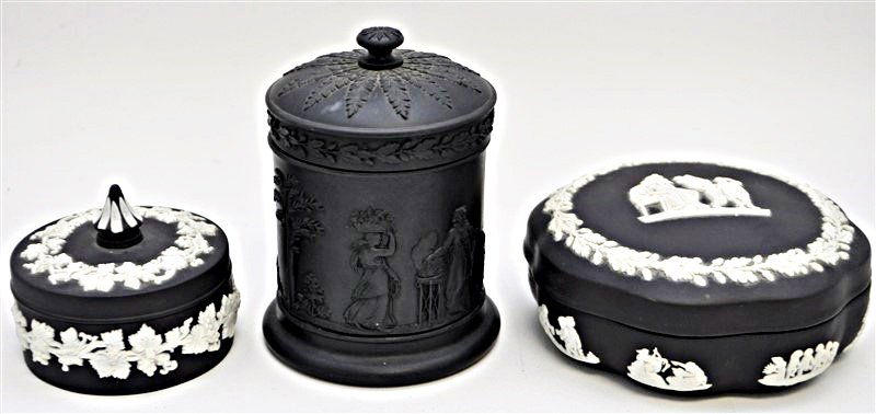 3PC WEDGWOOD BLACK BASALT TOBACCO + MORE (1 of 9)