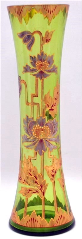 BOHEMIAN TALL BLOWN GILDED VASE ART DECO (1 of 8)