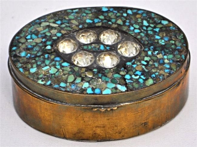 VINTAGE TURQUOISE MOSAIC TRINKET BOX (1 of 9)