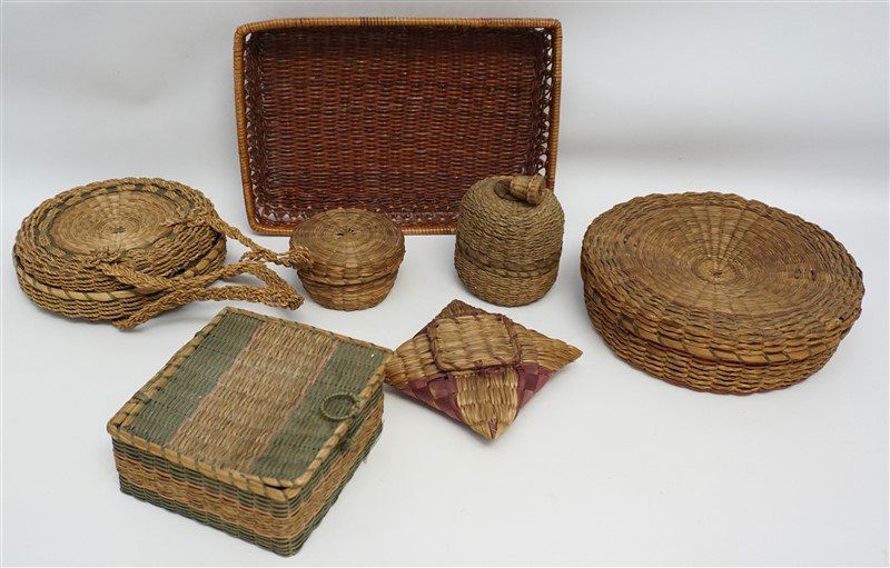 7 ANTIQUE BASKETS - SPLINT - WICKER (1 of 8)