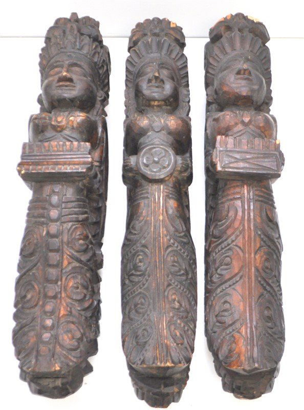 3 CARVED ARCHITECTURAL WALL WINGED GODDESS (1 of 8)