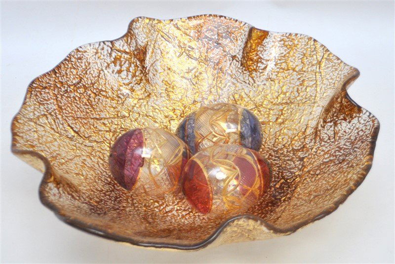 4 PC ART GLASS BOWL & BLOWN EGGS (1 of 6)