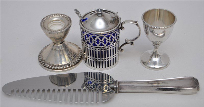 4 STERLING SILVER MUSTARD POT - CAKE COMB + (1 of 10)