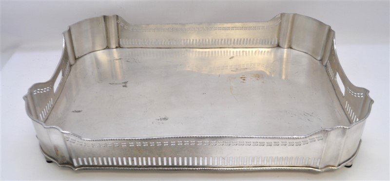 LARGE SILVER PLATE GALLERY TRAY (1 of 6)