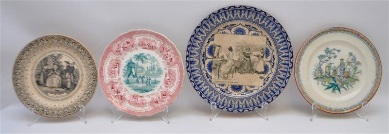 4 ANTIQUE 19TH C. TRANSFERWARE PLATES (1 of 10)