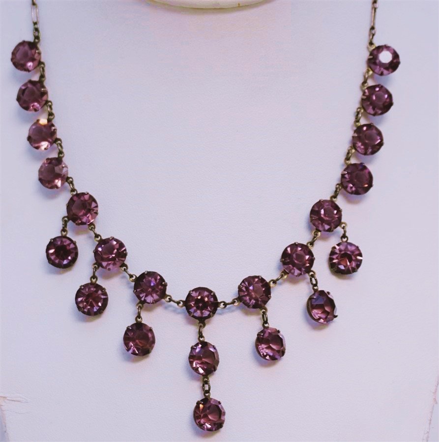 c. 1910 STERLING AMETHYST CRYSTAL NECKLACE (1 of 6)
