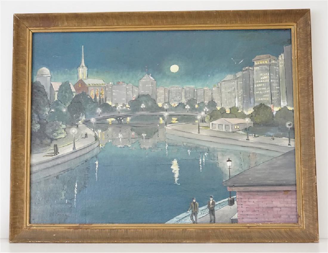 MOONLIT CITYSCAPE OIL J.R. CRANE (1 of 9)
