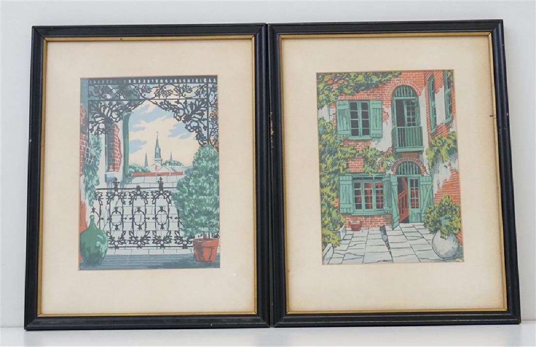 PAIR VINTAGE 1960S NEW ORLEANS WATERCOLOR PRINTS (1 of 5)