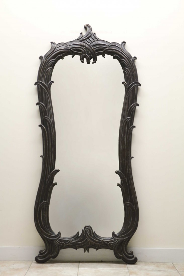 Dark Brown Hallway Mirror: Dark Brown Mirror Interlaced Frond Pattern H 61 3/4" W 28 1/2"D 2 1/4"