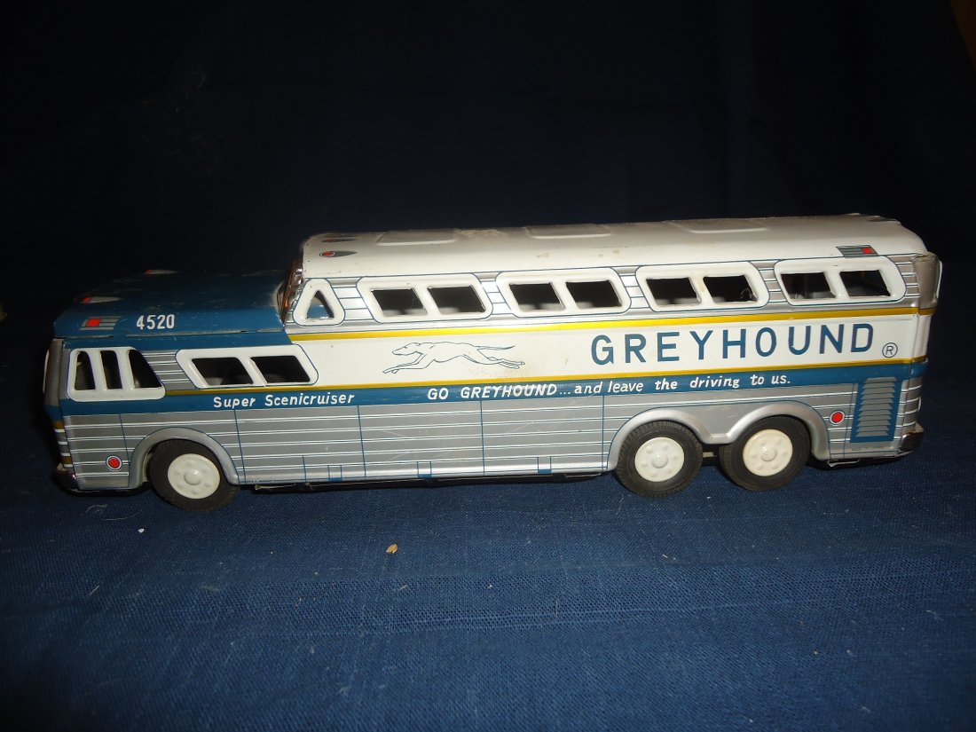 Tin Lithographed Greyhound Bus: Minor wear 11 1/2" in length