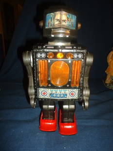 Rotate-O-Matic Super Astronaut- Battery Operated: Mint, plastic and metal 11 1/2" tall