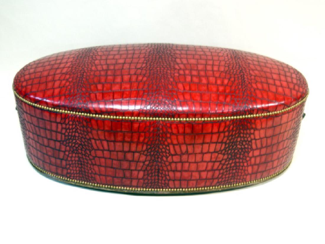 Faux Crocodile Skin Oval Ottoman (1 of 1)