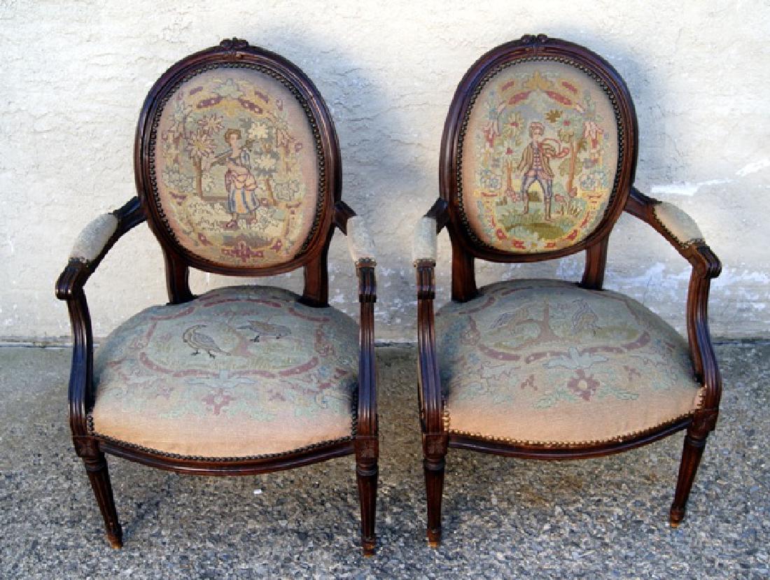 Pair Antique French Upholstered Armchairs (1 of 2)