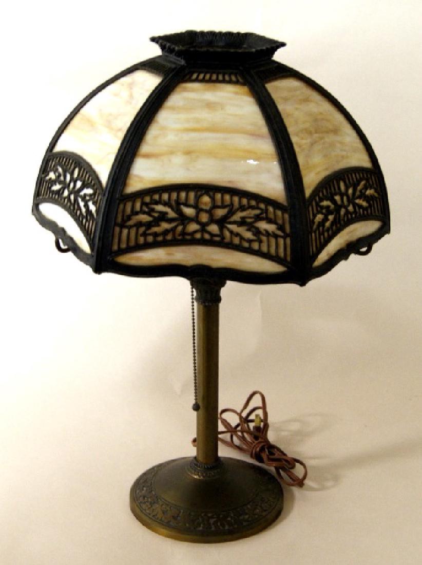 Miller Co. Slag Glass Panel Lamp (1 of 5)