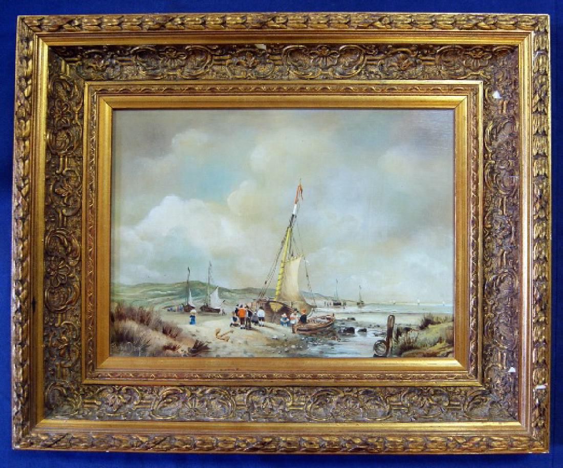 Early 20th C. Harbor Painting (1 of 2)