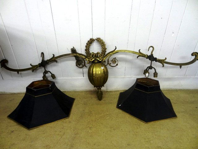 Bronze Hanging  Lamp with two Toll Shades (1 of 1)