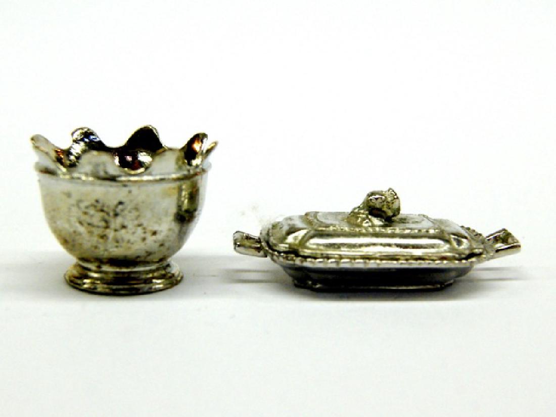 Kupjack Monteith & Covered Entre Dish: Kupjack miniature silver Monteith 1"W after John Coney 1715, covered entre 1.5"W, includes original box, brochure and price sheet