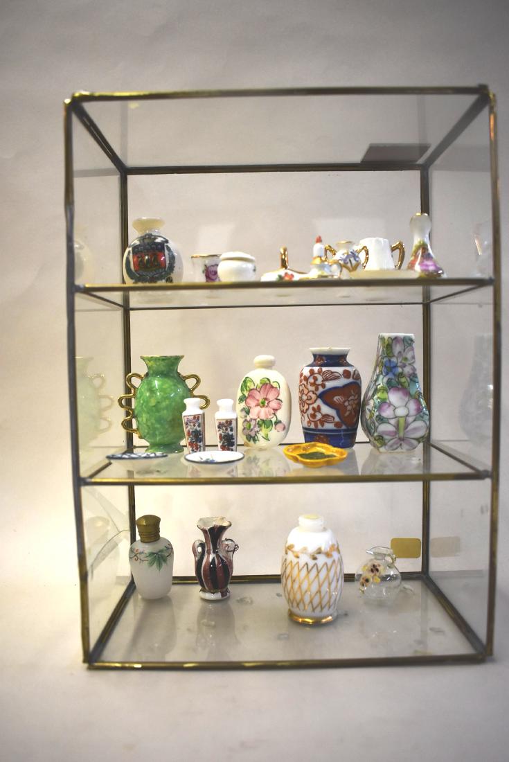 Miniature Glass Showcase w/Various Porcelain (1 of 3)