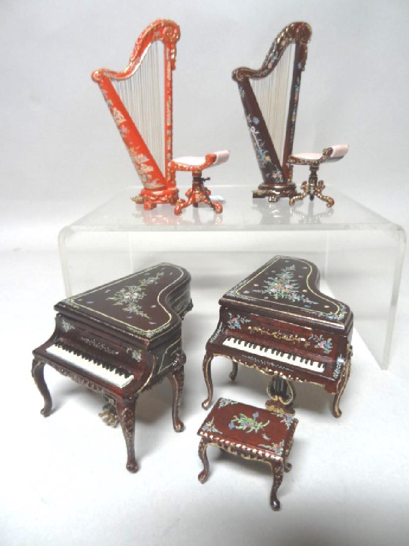 Bespaq Half Scale Harps and Stools, Floral Pianos (1 of 1)