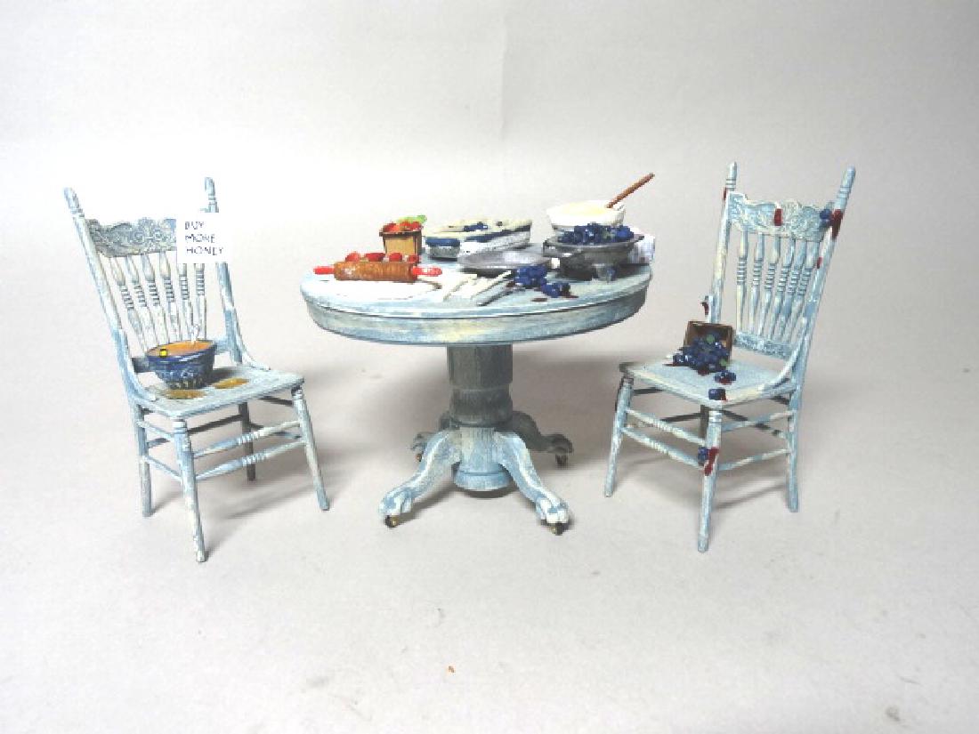 Dollhouse Miniature Blueberry Table and Chairs (1 of 1)