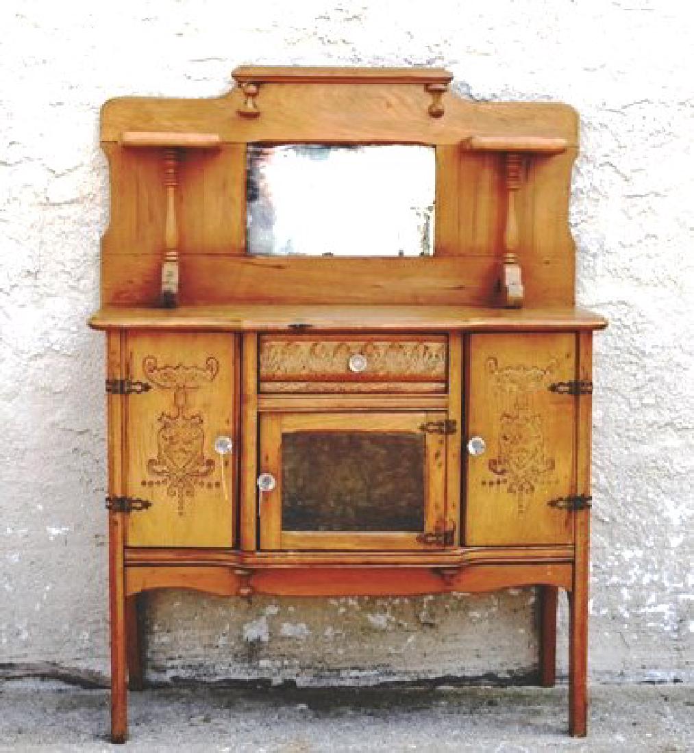 Child Size Oak Sideboard with Mirror (1 of 1)