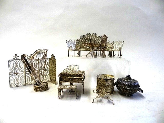 Silver Filigree Dollhouse Miniatures (1 of 3)