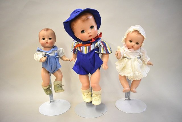 Three Effanbee Composition Dolls: Three Effanbee Composition Dolls , One cute child in original clothing, and two Patsy Babette, 11 1/2" Tallest