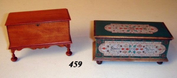 Blanket Chest George Hoffman: George Hoffman, Painted Blanket Chest From Bloomfield Collection, (GH 2-98 #3) Ltd. Edition of 15, 2 x 4 x 2", Bun Foot Blanket Chest (GH 1984) 2 1/2 x 3 1/2 x 1 1/2"