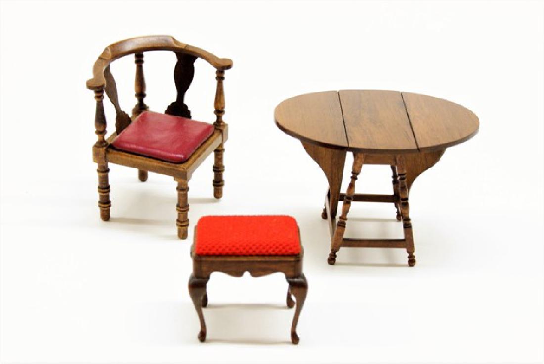 R.L. Gutheil Dollhouse Table, Corner Chair and Stool (1 of 4)