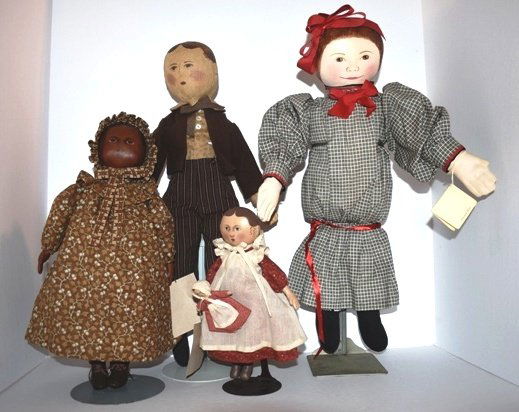 4 Oil Cloth Hand painted Dolls (1 of 3)