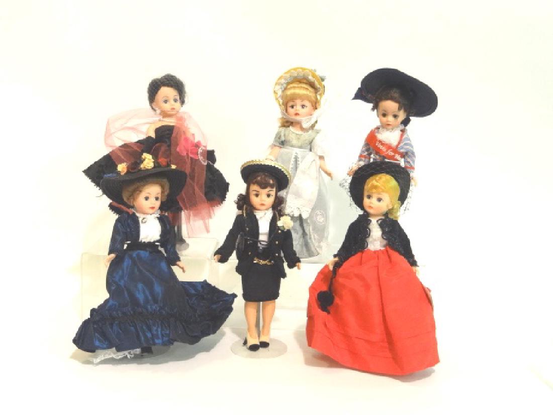 Six Ten Inch Madame Alexander Dolls: Lilly, The Gibson Girl, Vote for Women, Business Woman, Starlett Glamour, Emma