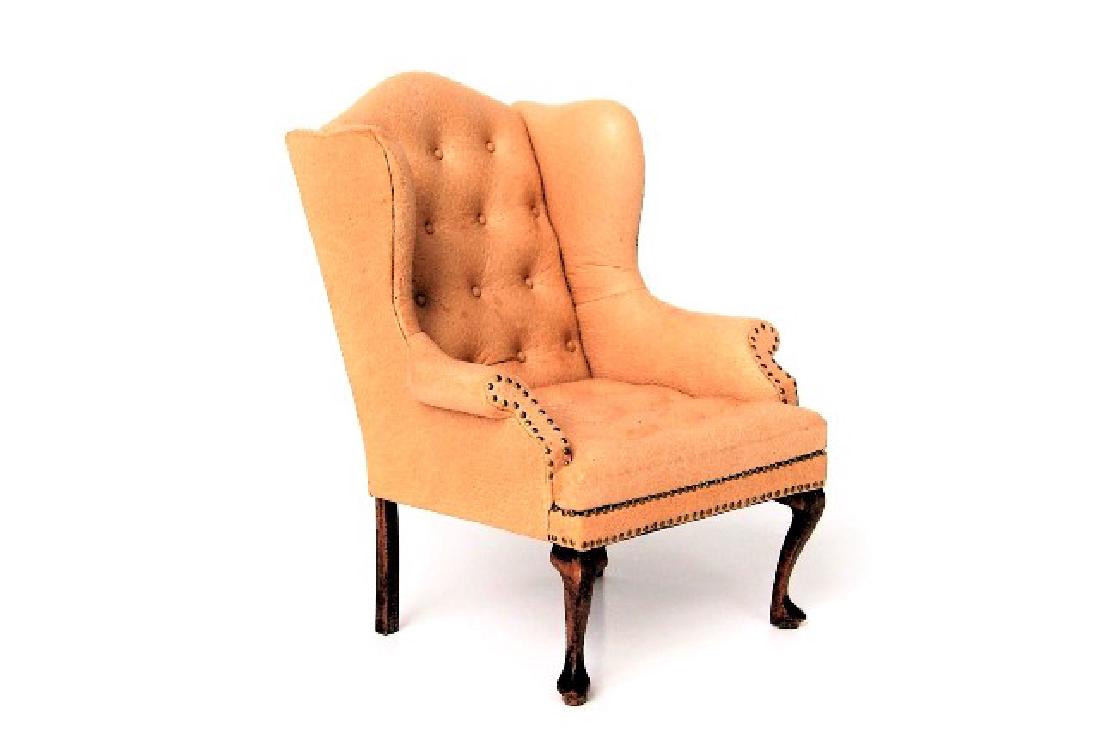 Gail Steffy Leather Wing Back Chair Dollhouse (1 of 1)