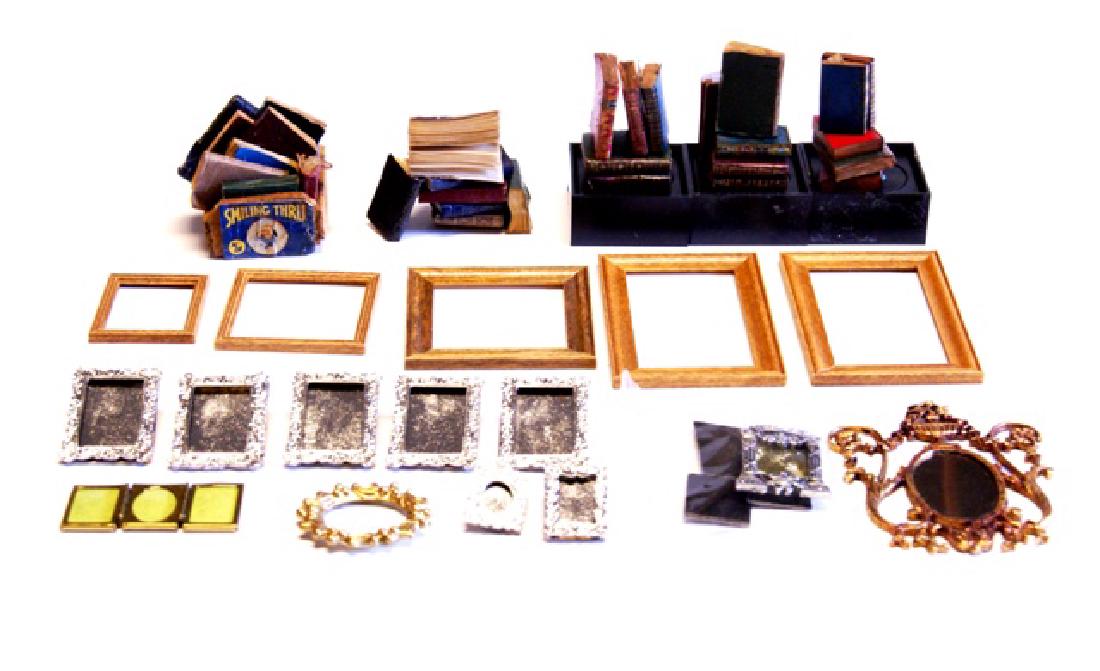 Large Group of Dollhouse Picture Frames and Books (1 of 2)