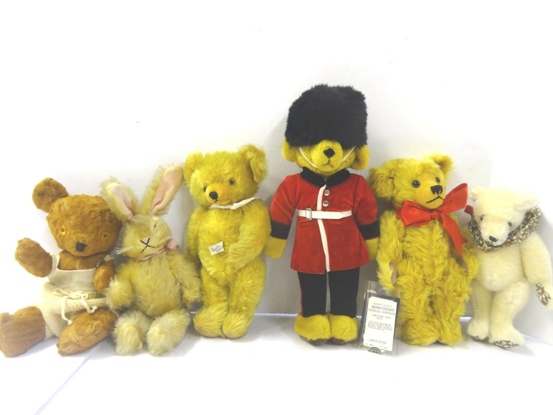 Merry Thought Bear, Four Other Bears & Rabbit (1 of 1)