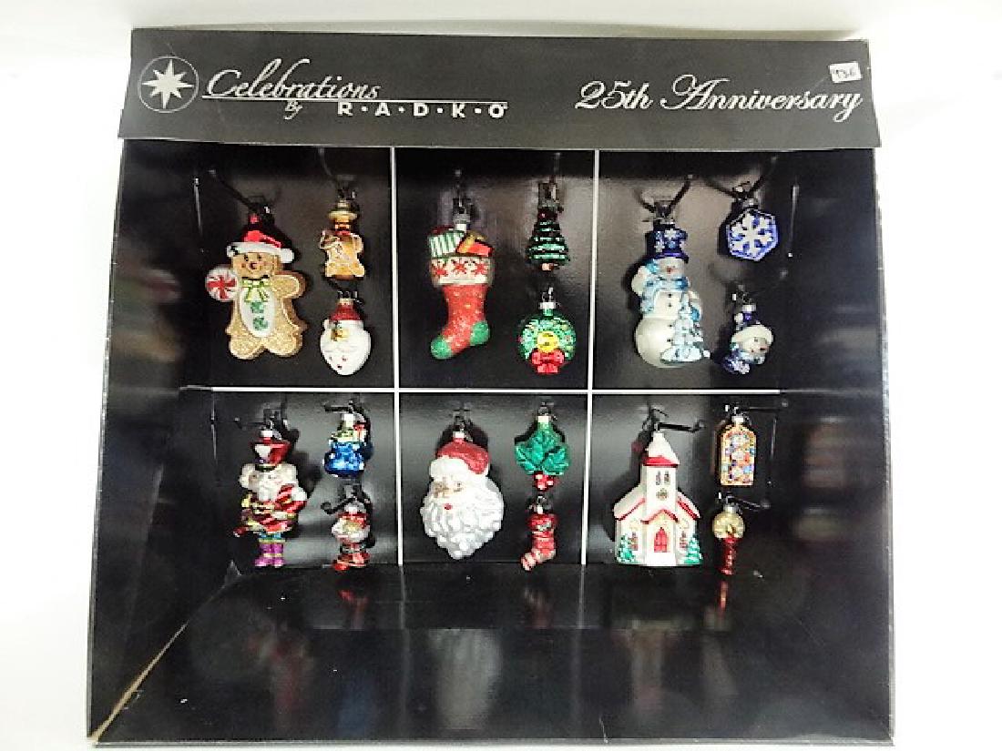 Radko 25th Anniversary Xmas Balls: Radko 25th anniversary in original box with 18 pieces, box 21" x 25" x 10"