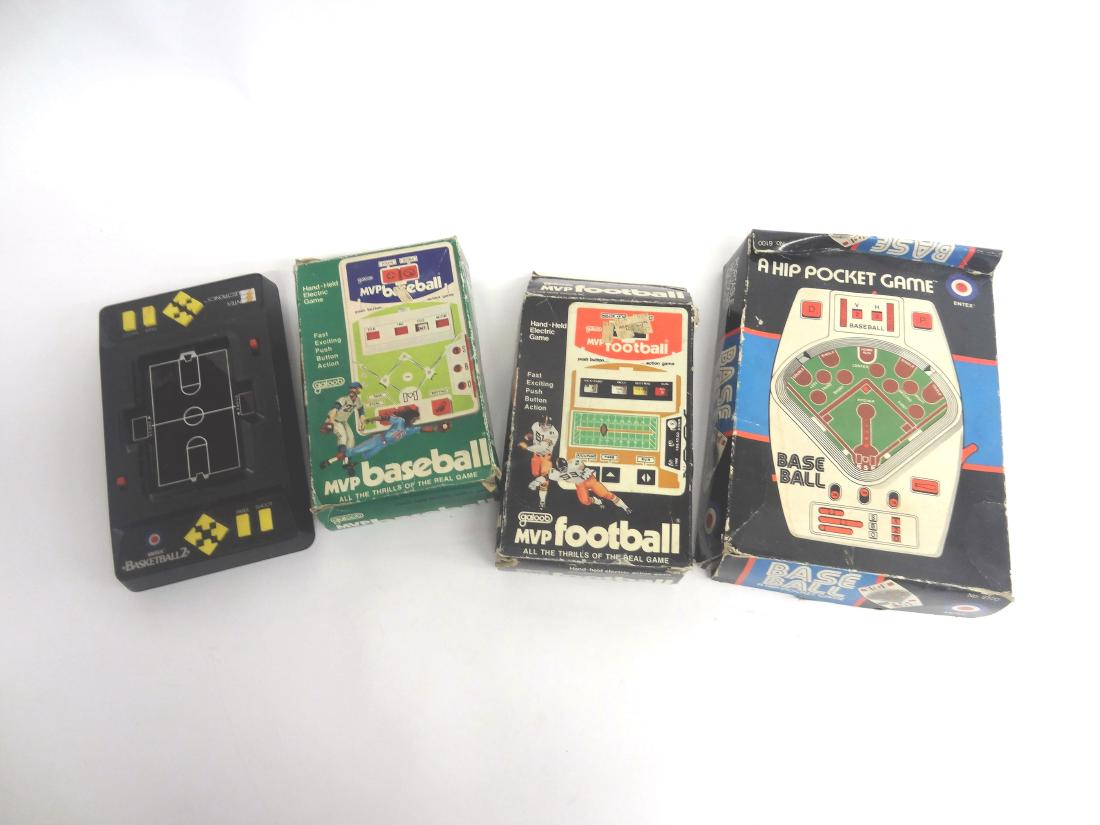 Vintage Handheld Pocket Sports Games: Entex Basket Ball, Glob MVP Baseball, Entex Baseball