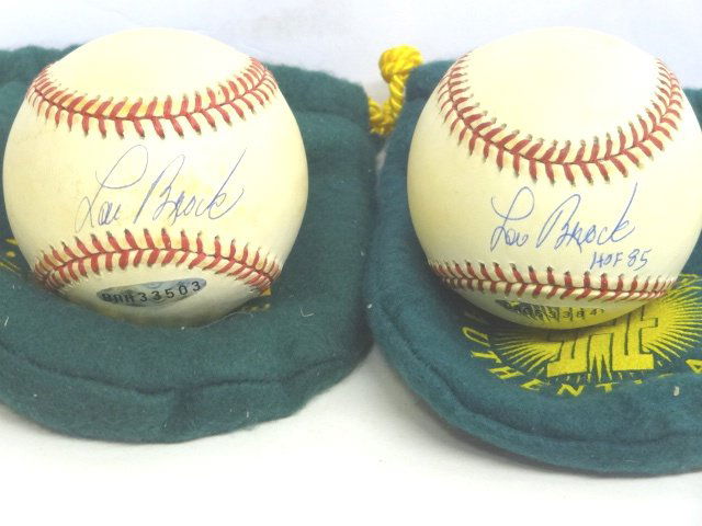Two signed Lou Brock Balls with coa (1 of 1)